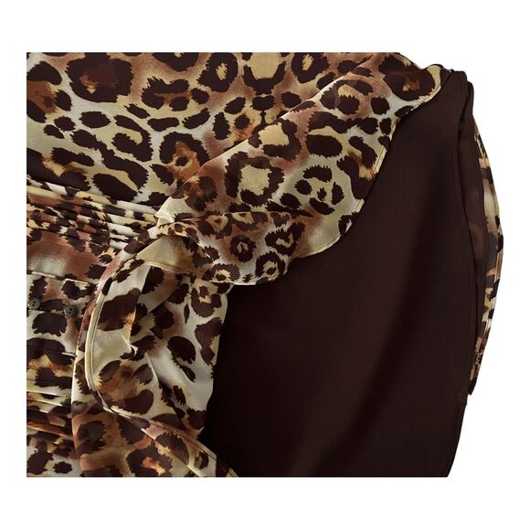 Coldwater Creek Women's Blouse Sz S Leopard Print Mock Neck Chiffon Double Layer - Picture 12 of 13